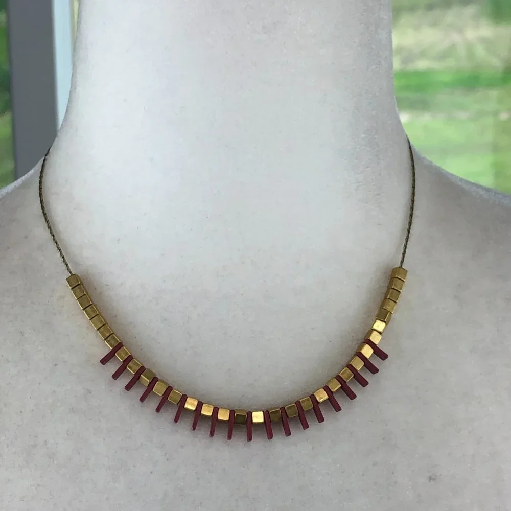 Madewell Geometric Gold Tone Adjustable Statement Necklace Festival Glamcore - Picture 3 of 8